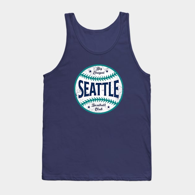 Seattle Retro Big League Baseball - Navy Tank Top by KFig21